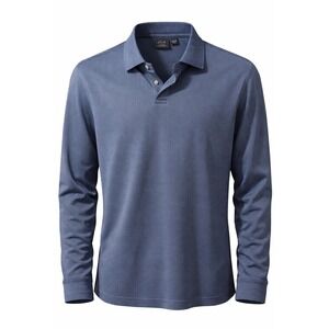 Jos A Bank Traveler Blue Long Sleeve Polo Shirt Mens L 100% Cotton Micro-Print